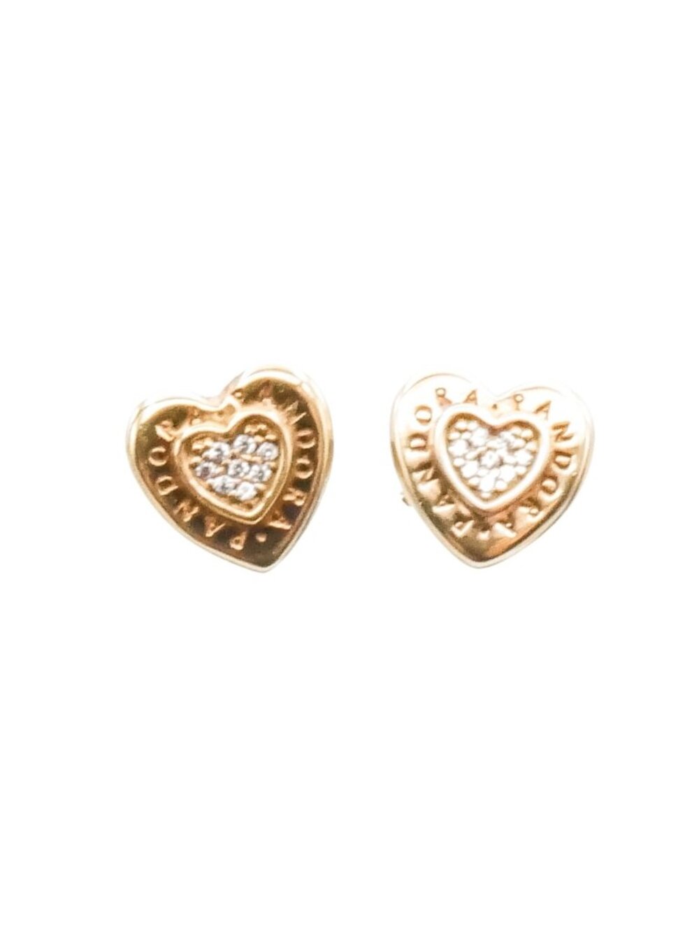 Pandora Shine Signature Heart Stud Earrings with Clear Zirconia – Retired